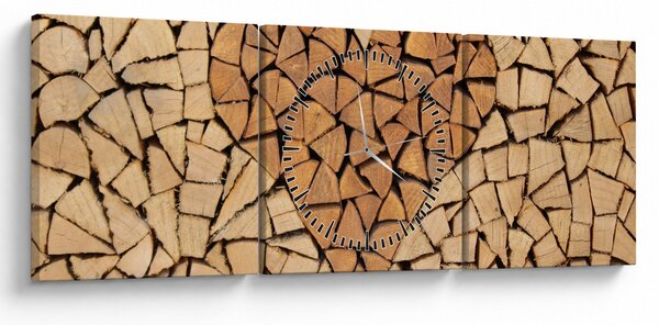 Obraz - Srdce z dreva (s hodinami) (90x30 cm)