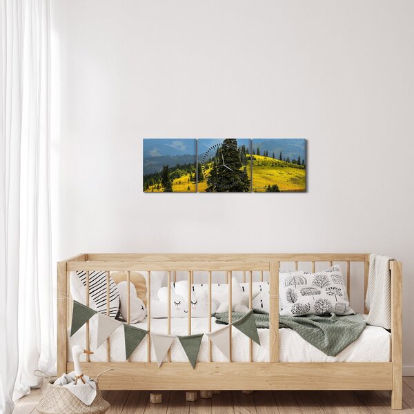 Obraz - Horská lúka (s hodinami) (90x30 cm)