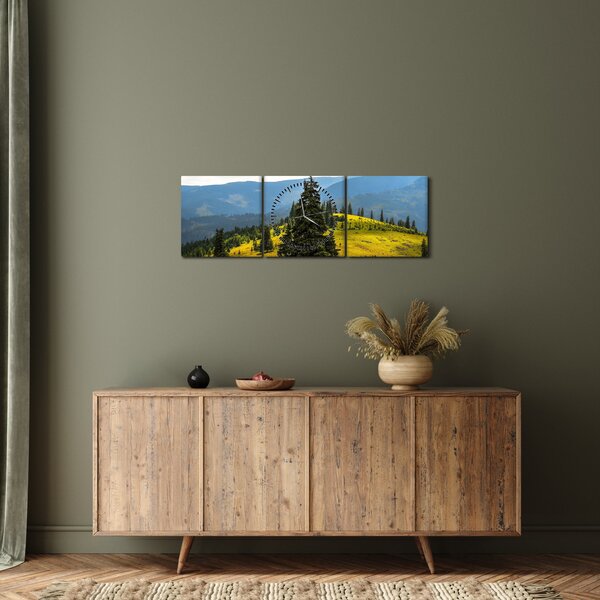 Obraz - Horská lúka (s hodinami) (90x30 cm)