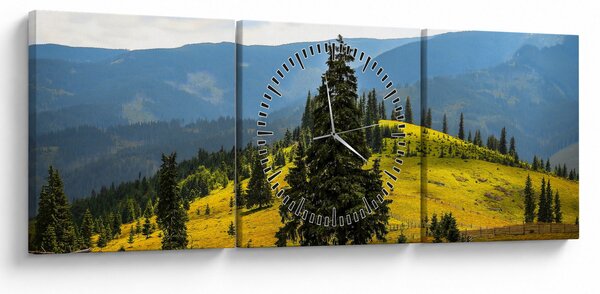Obraz - Horská lúka (s hodinami) (90x30 cm)