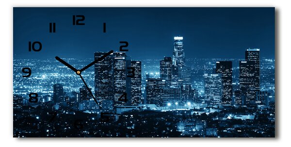 Vodorovné Sklenené hodiny na stenu Los Angeles noc