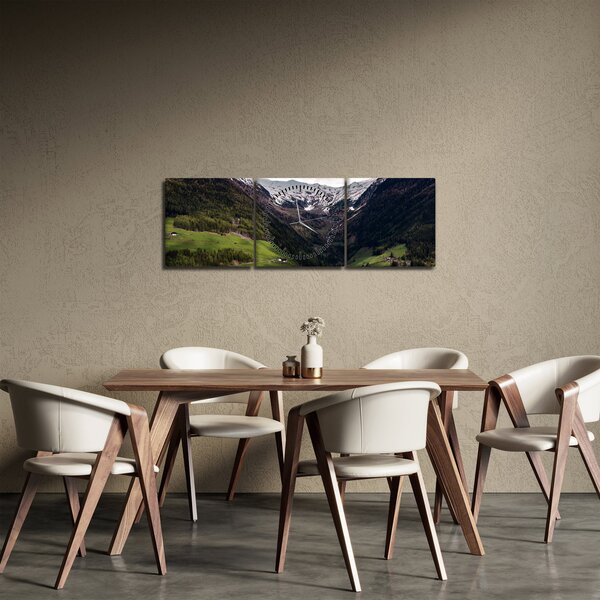 Obraz - Údolie pod horami (s hodinami) (90x30 cm)