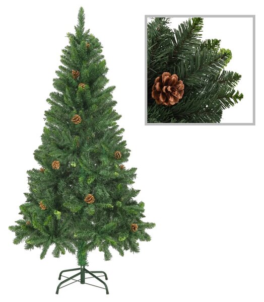 Umelý vianočný stromček s borovicovými šiškami zelený 150 cm
