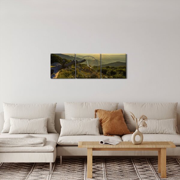 Obraz - Výhľad do okolia (s hodinami) (90x30 cm)