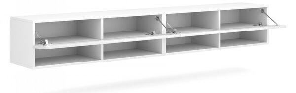 Vivaldi Závesný TV stolík Derby 200 cm biely mat/biely lesk