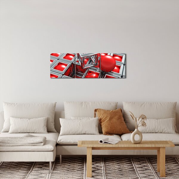 Obraz - 3D metalická abstrakcia (s hodinami) (90x30 cm)