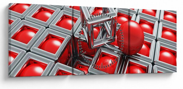 Obraz - 3D metalická abstrakcia (s hodinami) (90x30 cm)