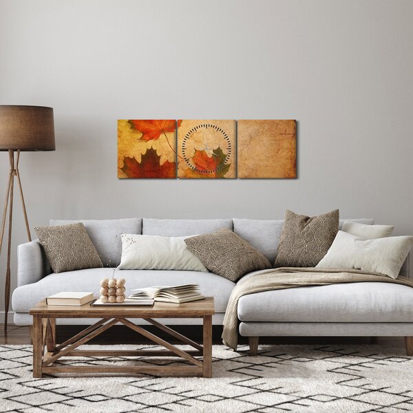 Obraz s jesenným motívom (s hodinami) (90x30 cm)