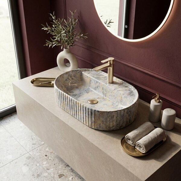 Rea Marcela Ruststone, umývadlo na dosku 600×370×135 mm, imitácia kameňa, REA-U3518