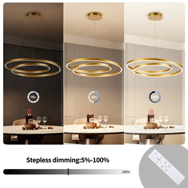 Brilagi-LED Stmievateľný luster na lanku TWISTER LED/75W/230V 3000-6000K zlatý +DO