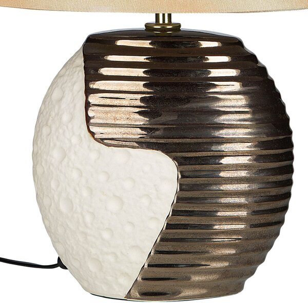 Stolná lampa zlatý keramický stojan látkové tienidlo moderné svetlo na nočný stolík