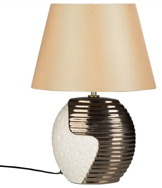 Stolná lampa zlatý keramický stojan látkové tienidlo moderné svetlo na nočný stolík