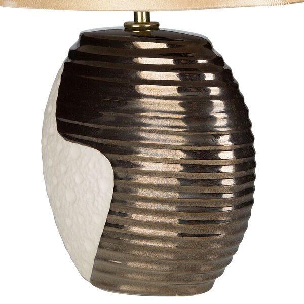 Stolná lampa zlatý keramický stojan látkové tienidlo moderné svetlo na nočný stolík