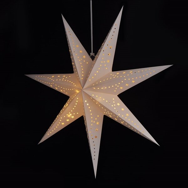 Vianočná papierová hviezda sedempapcová STARION 60 cm, biela