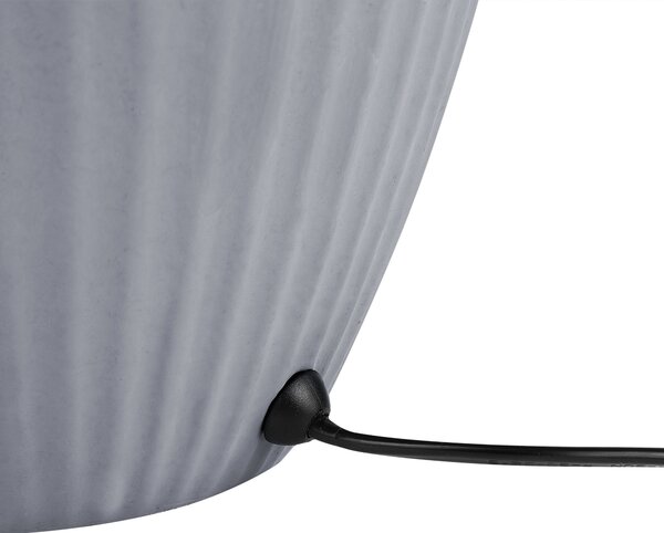Stolná lampa sivá keramická 52 cm látková tieniacej váza v tvare kábla s vypínačom v retro štýle