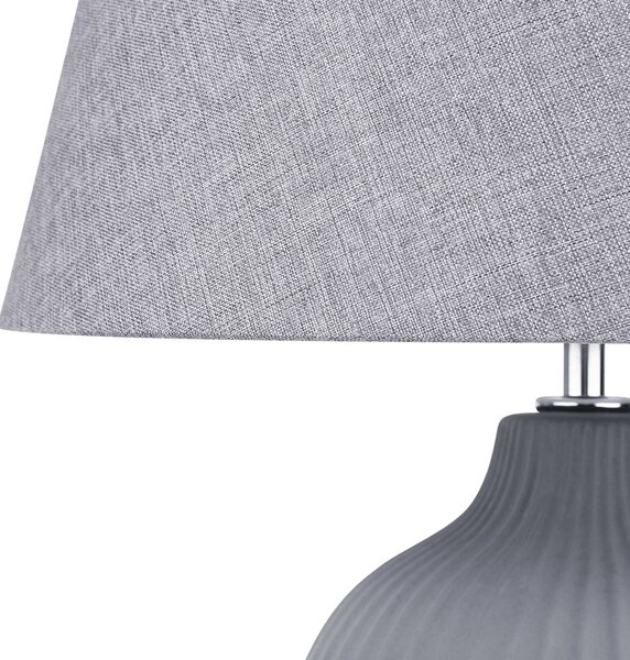 Stolná lampa sivá keramická 52 cm látková tieniacej váza v tvare kábla s vypínačom v retro štýle