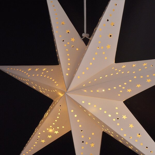 Vianočná papierová hviezda sedempapcová STARION 60 cm, biela