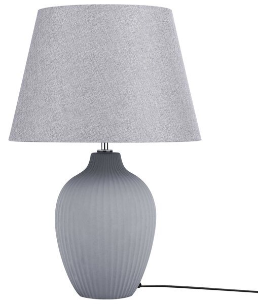 Stolná lampa sivá keramická 52 cm látková tieniacej váza v tvare kábla s vypínačom v retro štýle