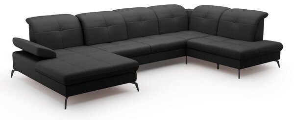SEDACIA SÚPRAVA, textil, koža, čierna Sit & More - Sedačky, Online Only