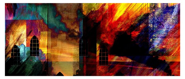 Obraz - Farebná abstrakcia mesta (120x50 cm)