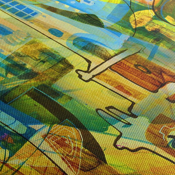 Obraz - Architektúra, kubistická abstrakcia (90x60 cm)
