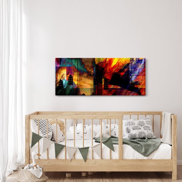 Obraz - Farebná abstrakcia mesta (120x50 cm)
