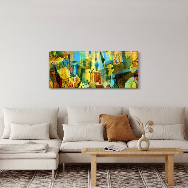 Obraz - Architektúra, kubistická abstrakcia (120x50 cm)