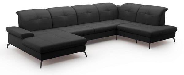 SEDACIA SÚPRAVA, textil, koža, čierna Sit & More - Sedačky, Online Only