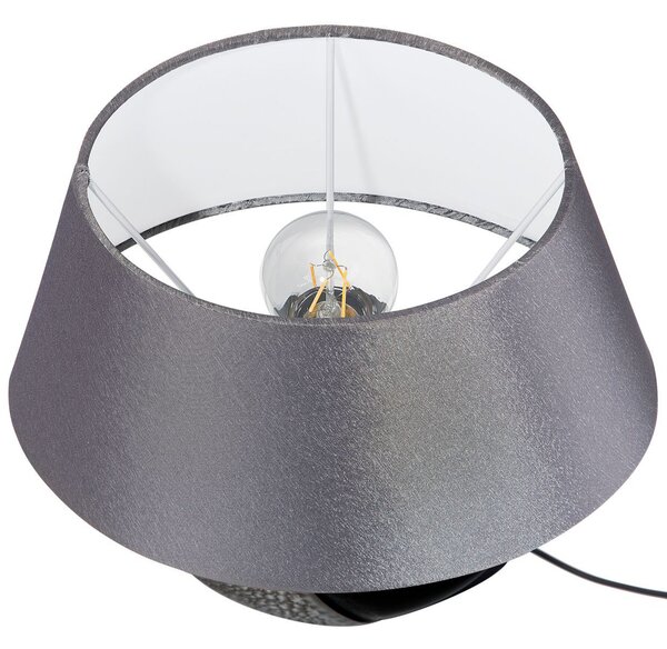 Stolná lampa čierna a strieborná keramická 42 cm látkové tienidlo klasický dizajn