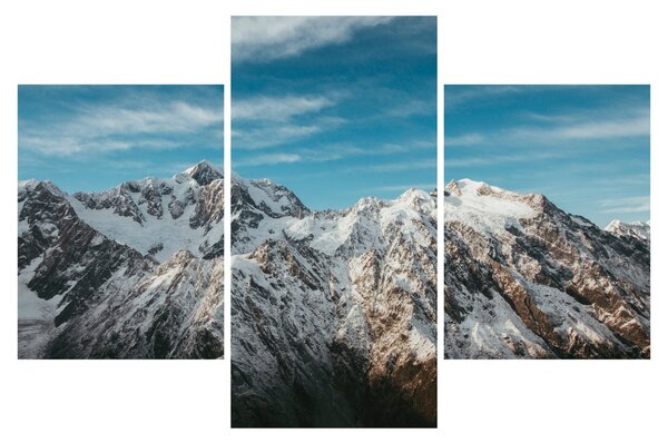 Obraz zasnežených vrcholkov, Fiordland (90x60 cm)