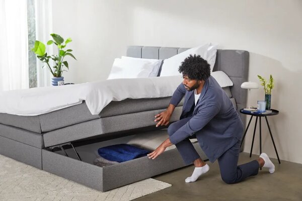 Zltahala.sk Kontinentálna posteľ Emma Premium boxspring 200x180 (typ I), tm. sivá (sawana 21)
