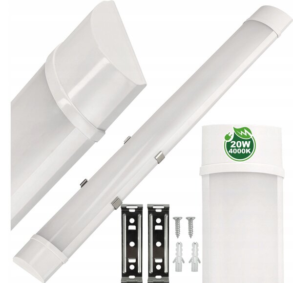ECOLIGHT LED dielenské svietidlo 60cm - 230V - 20W - IP20 - neutrálna biela