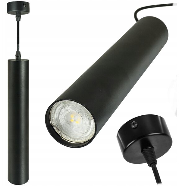 ECOLIGHT GU10 čierne LED rúrkové závesné svietidlo