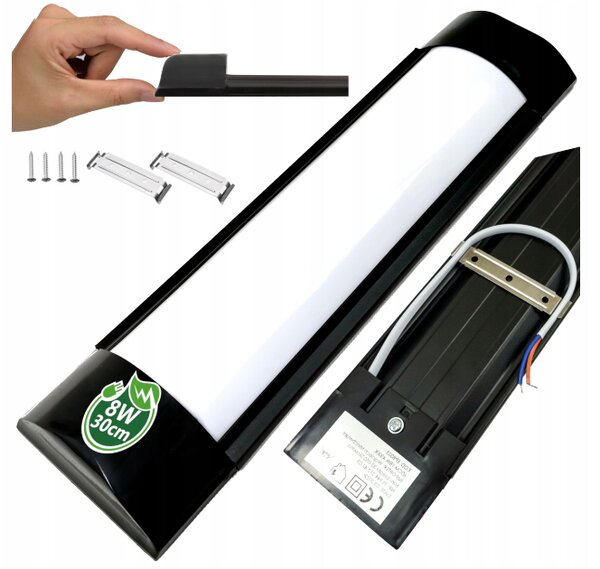 BERGE LED panel - 8W - 30cm - ČIERNA - studená biela