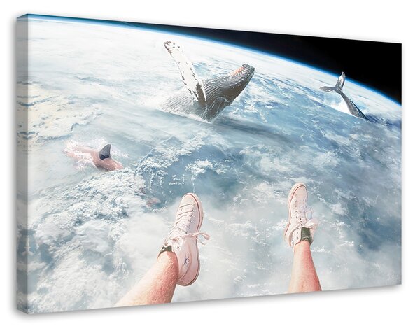 Obraz Veľryba oceán krajina - Bryantama Art Veľkosť: 100 x 70 cm, Prevedenie: Obraz na plátne