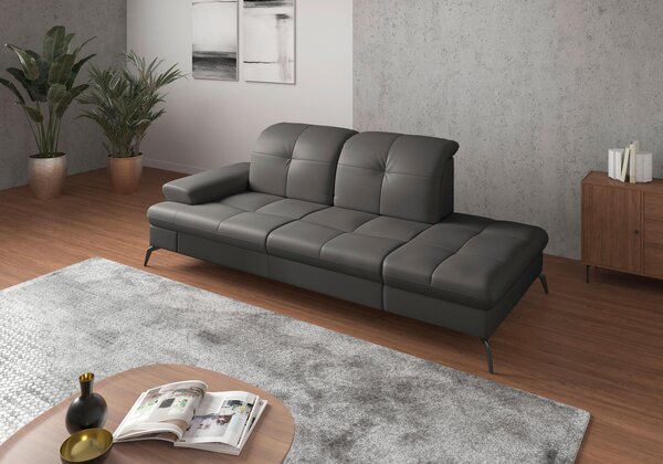 LEŇOŠKA, textil, koža, antracitová Sit & More - Online Only obývacie izby, Online Only