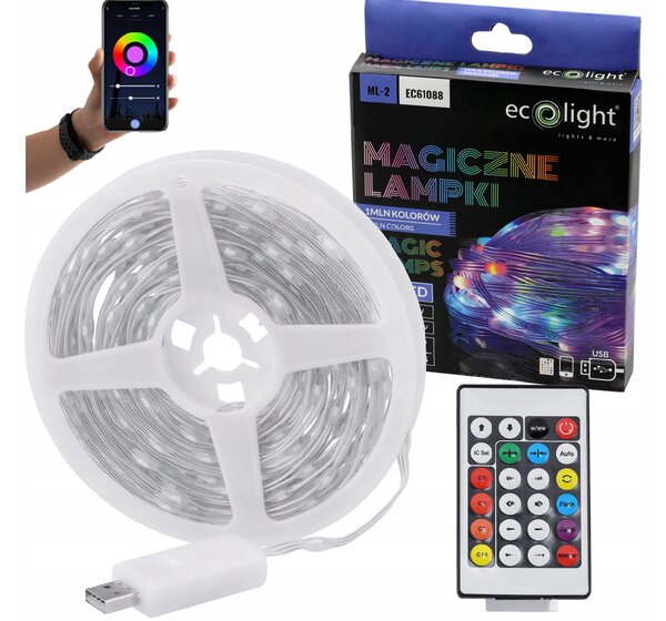 ECOLIGHT Osvetlenie vianočného stromčeka IP65 RGB LED pásik 10m 200led