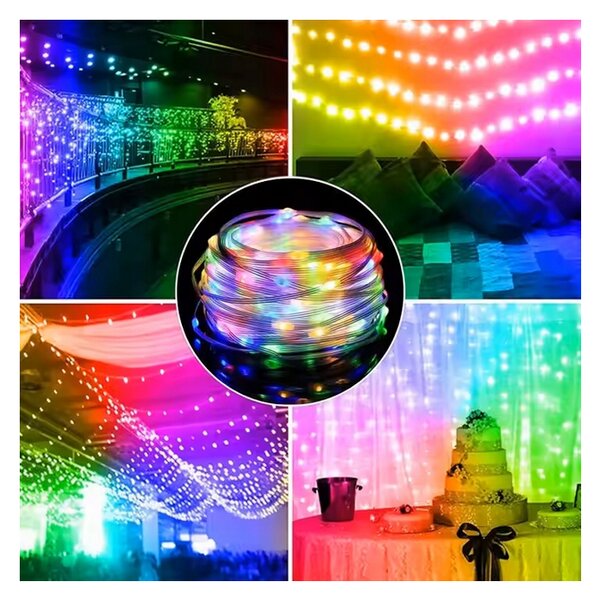 ECOLIGHT Osvetlenie vianočného stromčeka IP65 RGB LED pásik 10m 200led