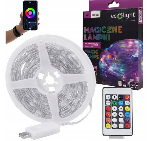 ECOLIGHT Osvetlenie vianočného stromčeka IP65 RGB LED pásik 10m 100led