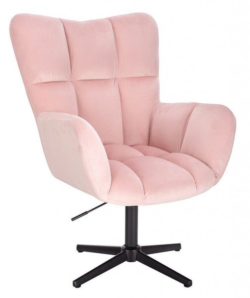 LuxuryForm DESIGN Kreslo AURORA VELUR na čiernom kríži - svetlo ružové