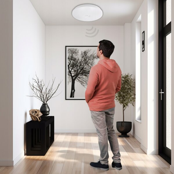 BERGE Stropný panel LED 24W CLIO, okrúhly, s pohybovým a súmrakovým senzorom