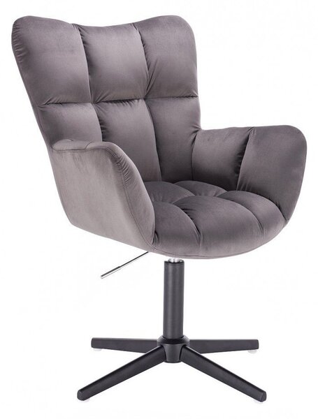 LuxuryForm DESIGN Kreslo AURORA VELUR na čiernom kríži - tmavo šedé