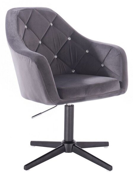 LuxuryForm DESIGN Kreslo ROMA VELUR na čiernom kríži - tmavo šedé