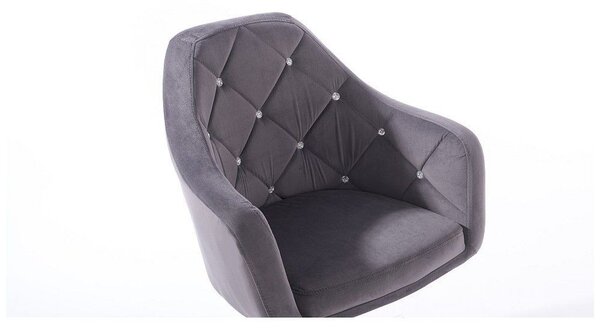 LuxuryForm DESIGN Kreslo ROMA VELUR na striebornej podstave s kolieskami - tmavo šedé