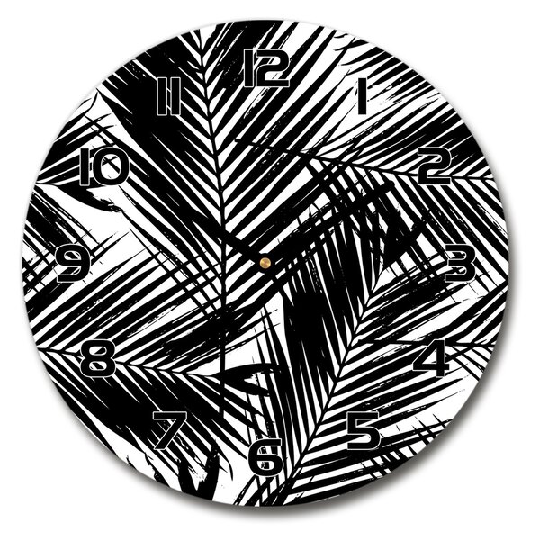 Sklenené hodiny okrúhle Listy palmy pl_zso_30_f_101389703