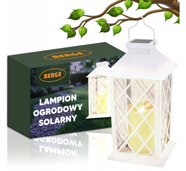 BERGE LED solárny záhradný lampáš biely 2V 35MA