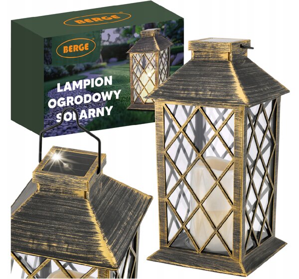 BERGE LED solárny záhradný lampáš hnedá 2V 35MA