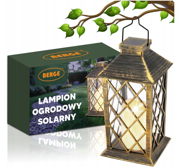 BERGE LED solárny záhradný lampáš hnedá 2V 35MA