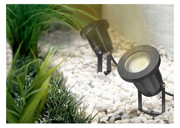 BERGE LED záhradná lampa - vstavaný reflektor GU10 - IP65 - čierna