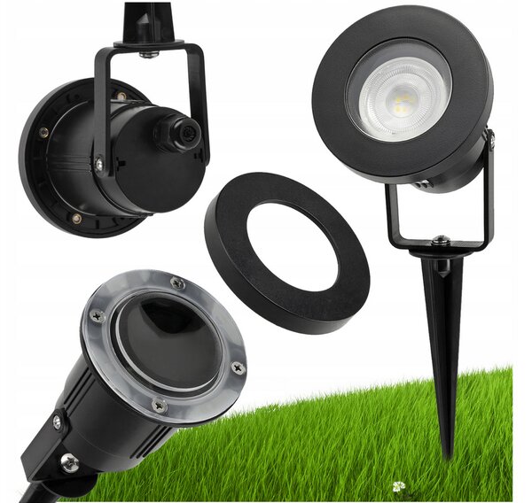 BERGE LED záhradná lampa - vstavaný reflektor GU10 - IP65 - čierna